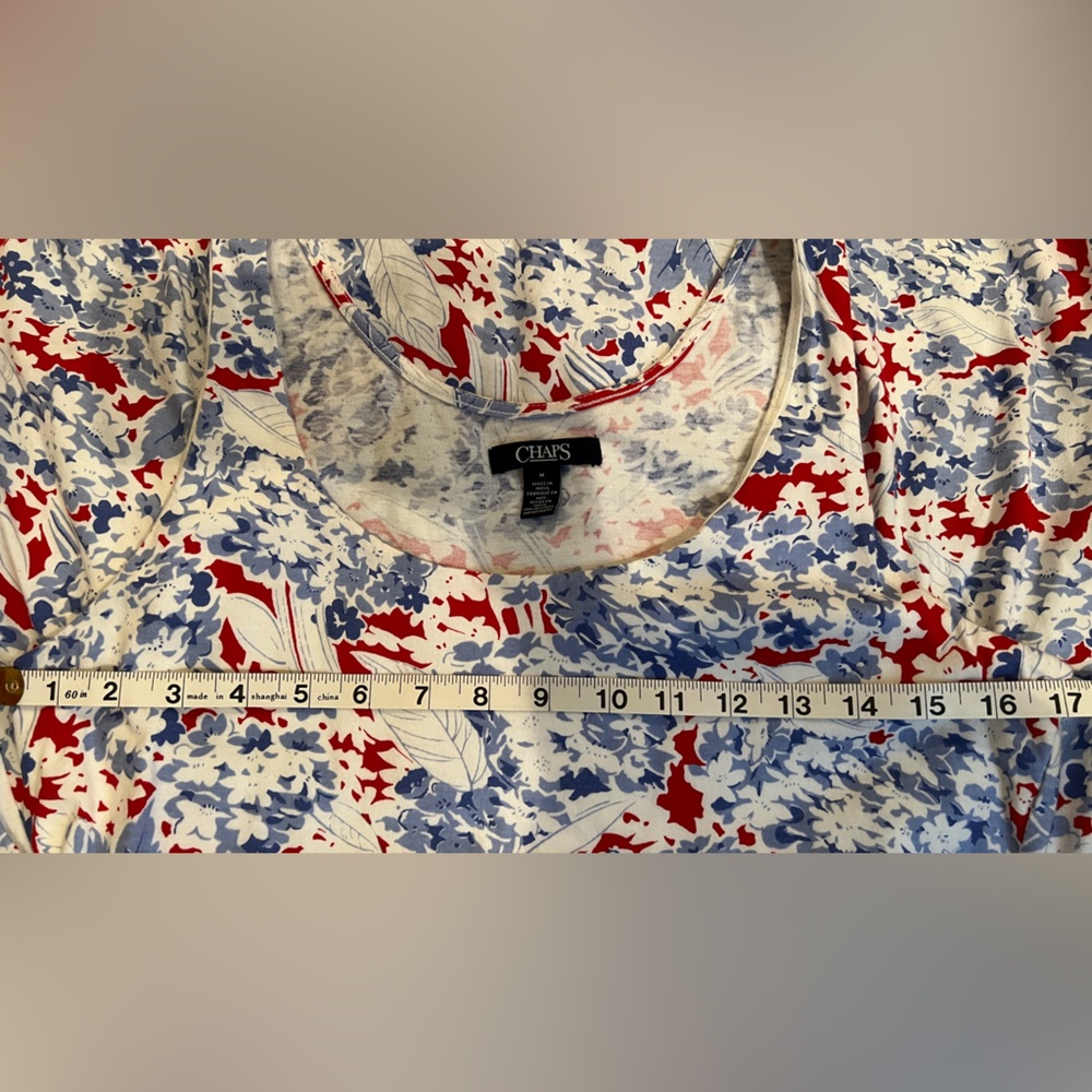 100% Cotton Sleeveless Red and Blue Patterned Summer Dress w/Side Pockets - Picture 6 of 6